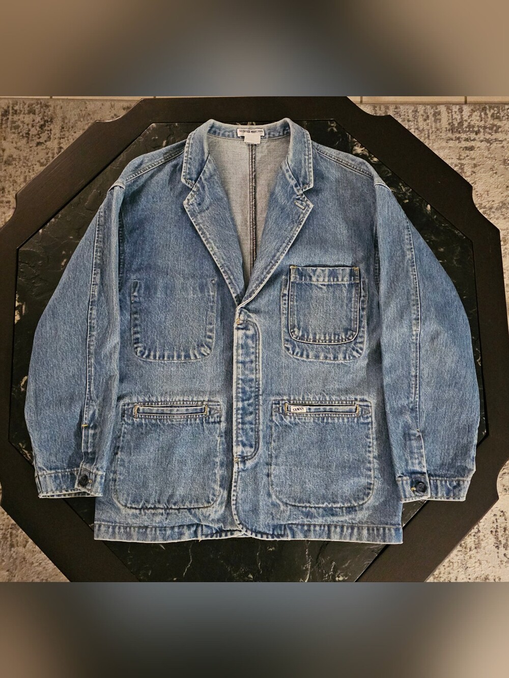 Vintage Guess Jean Jacket Mens M Blue Denim Chore Barn Coat Workwear 80’s